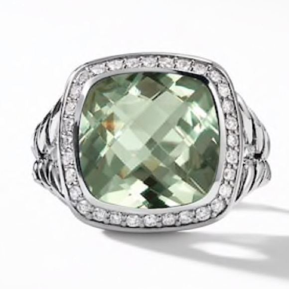 David Yurman Albion Prasiolite/Diamond Ring 11mm - Picture 2 of 6